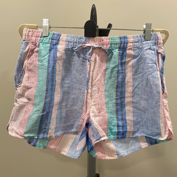 Vineyard Vines Pants - Vineyard Vines Striped Multicolor Linen Blend Elastic Waist Shorts